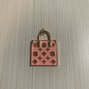 Elegant Pink and Gold Upcycled LV Pendant Charm